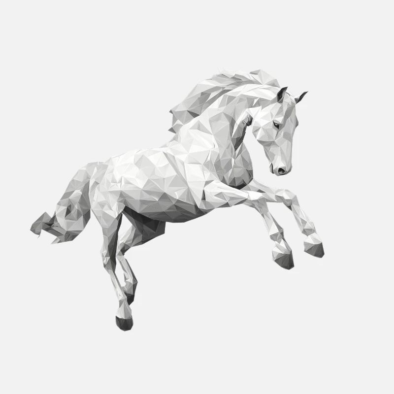 cheval blanc gris Low Poly logo Art Design