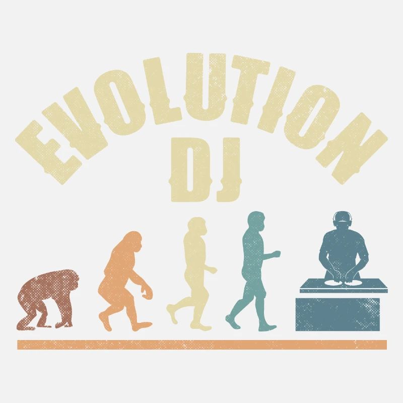 Evolution de l’homme DJ Techno Vinyle Rétro Vintage