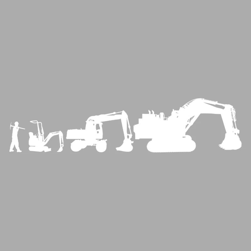 T-Shirt Evolution escavator, Schaufel retro, Baustelle