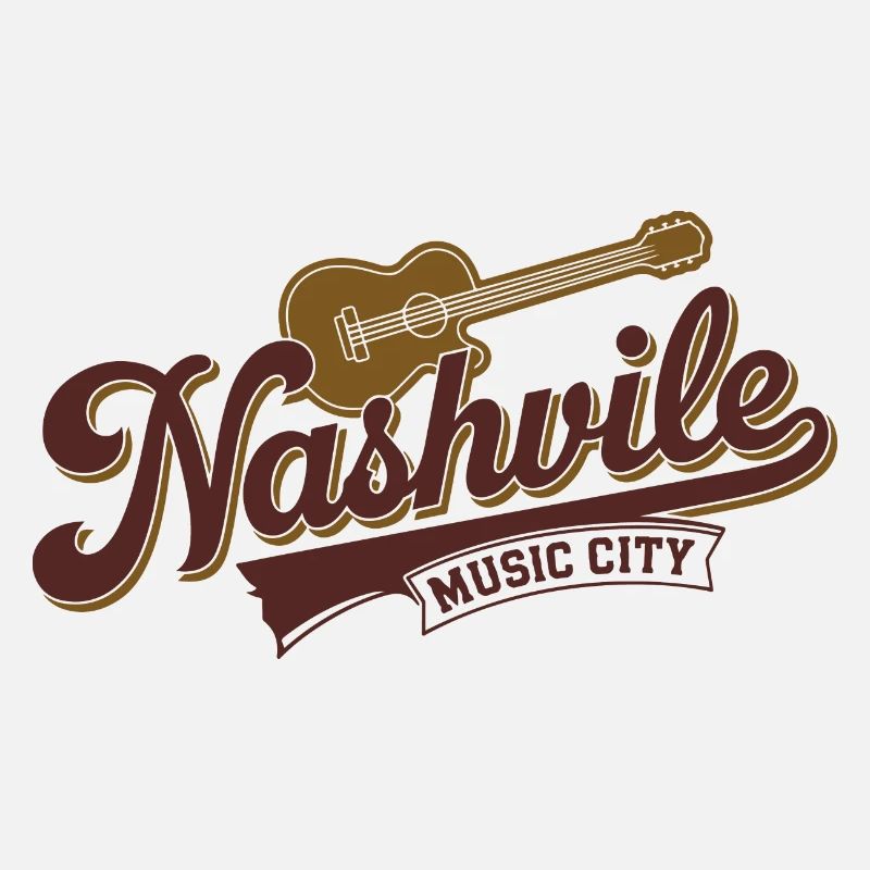 Iconic Nashville Guitar Music City Logo Design