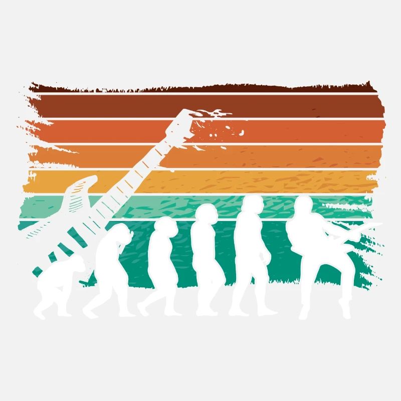 Human Evolution Guitar Band Retro Vintage