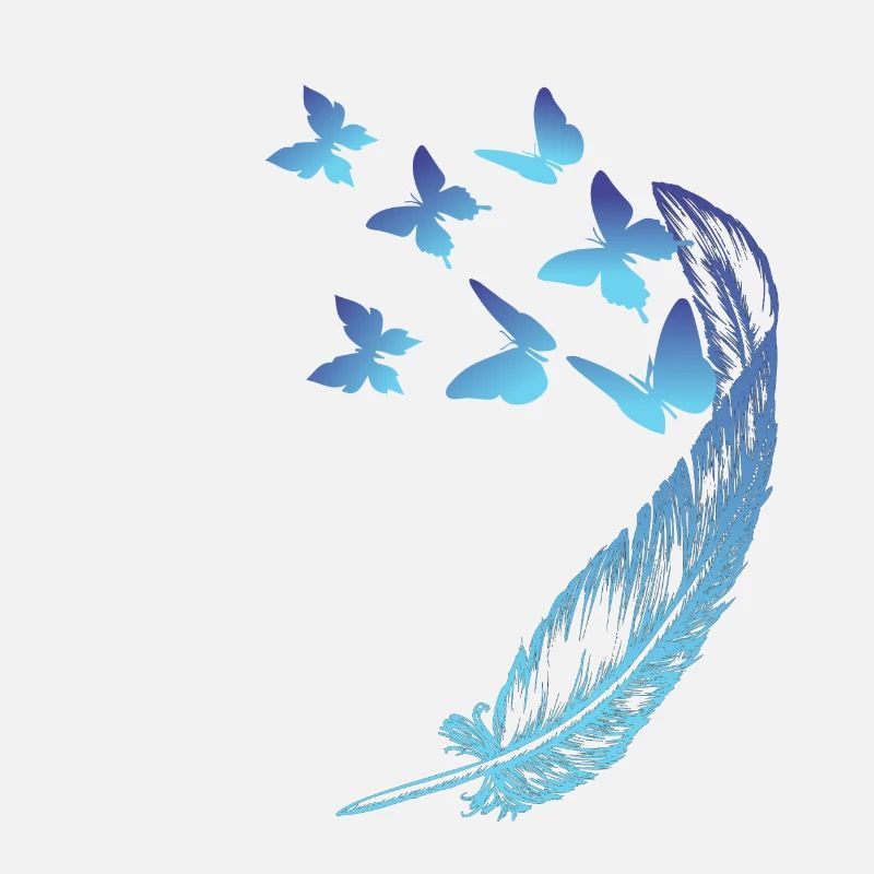 Papillons avec une plume