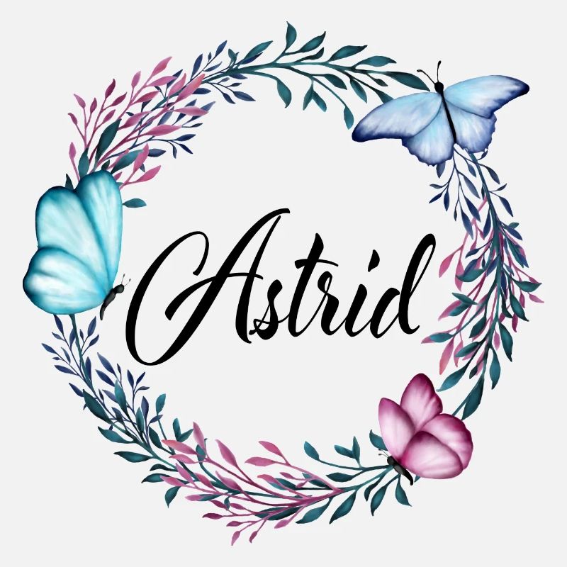 Astrid, name, lettering, flower wreath, gift