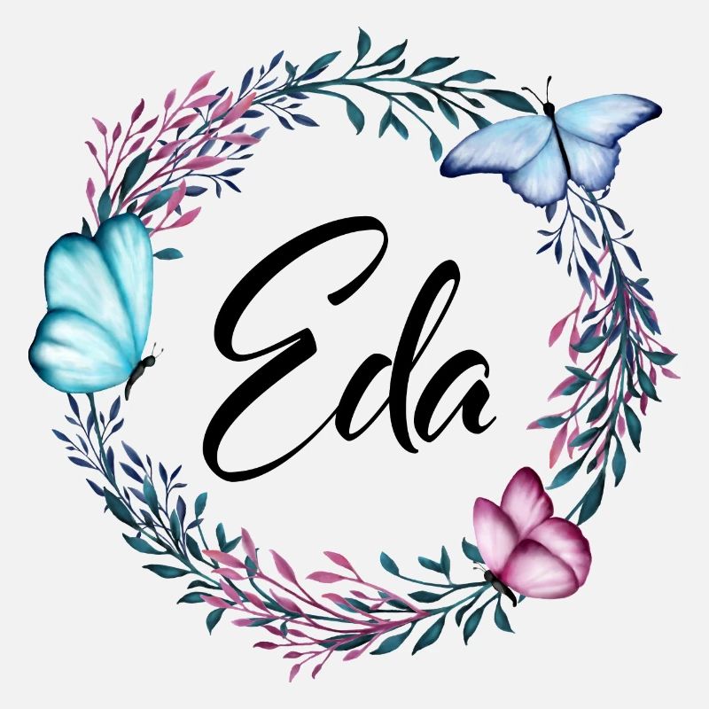 Eda, name, lettering, flower wreath, gift