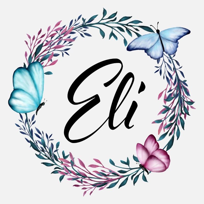 Eli, name, lettering, flower wreath, gift