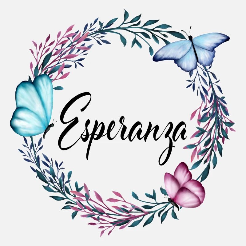 Esperanza, nom, lettrage, couronne de fleurs, cade