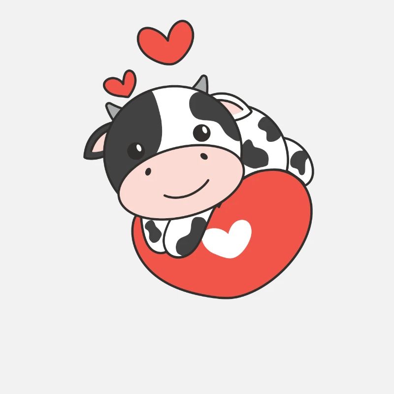 Vache pour la Saint-Valentin mignons animaux coeurs