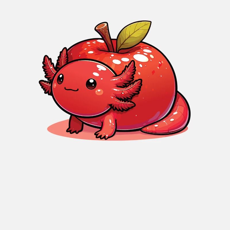 Apple kawaii axolotl fruit cute axolotls