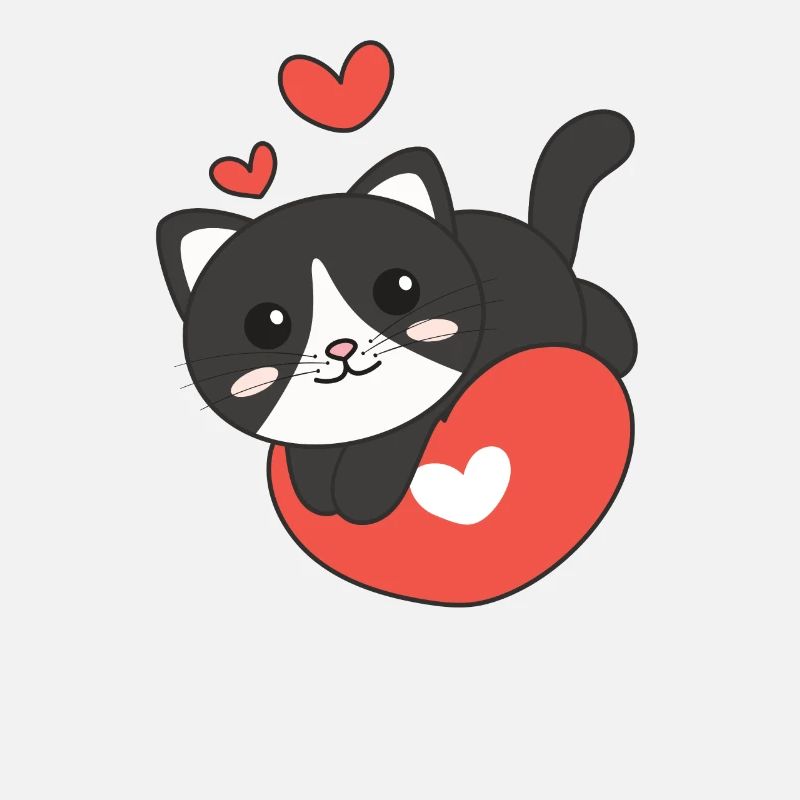 Saint-Valentin Chat Animaux Mignons Coeurs