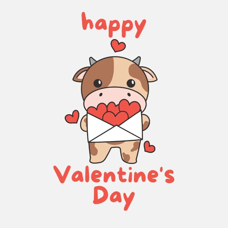 Vache pour la Saint-Valentin animaux mignons avec des cœurs