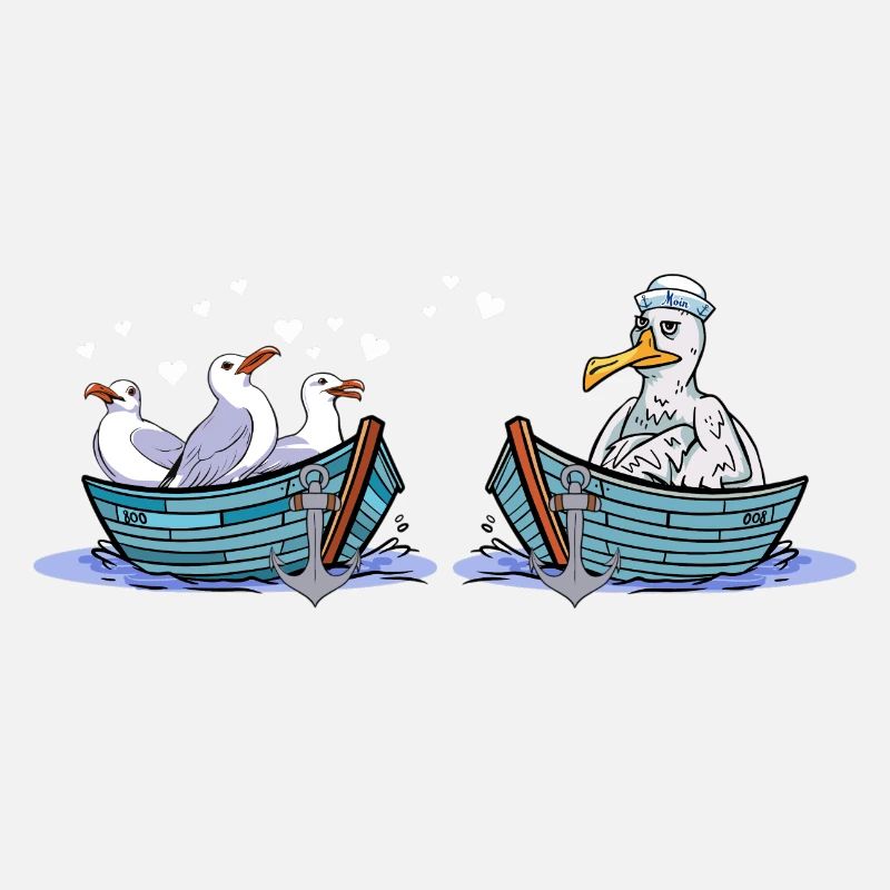 Mouettes bateau marins aiment les oiseaux de mer Saint-Valentin