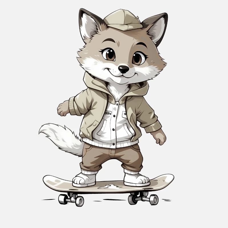kleiner Fuchs Skateboarder Skateboard