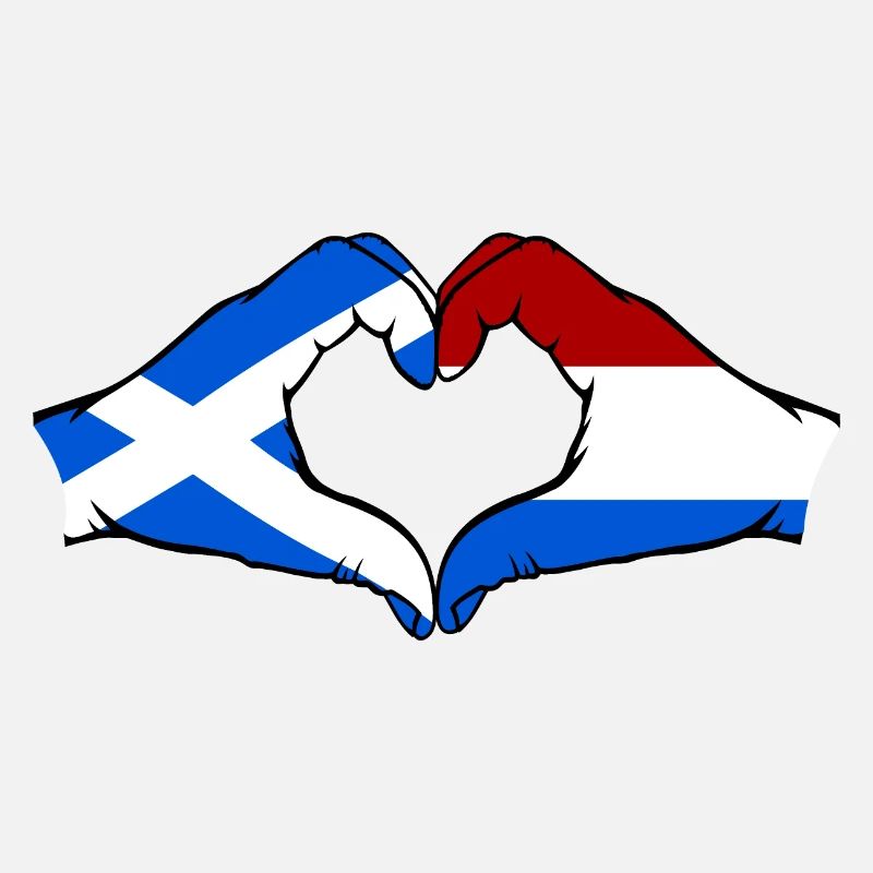 Ecosse Hollande drapeau mains forme de coeur