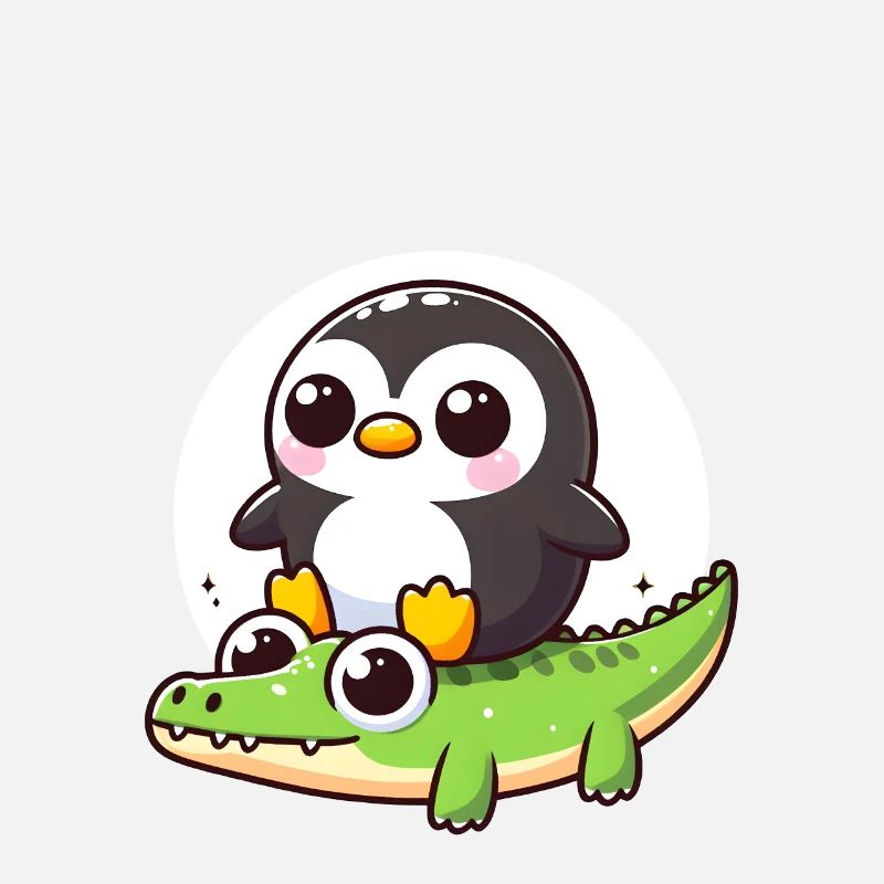 Pingouin sur crocodile