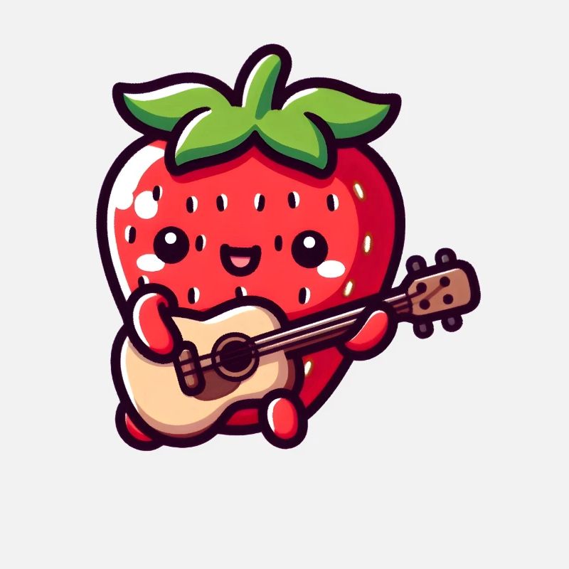 Niedliche Erdbeere mit Gitarre