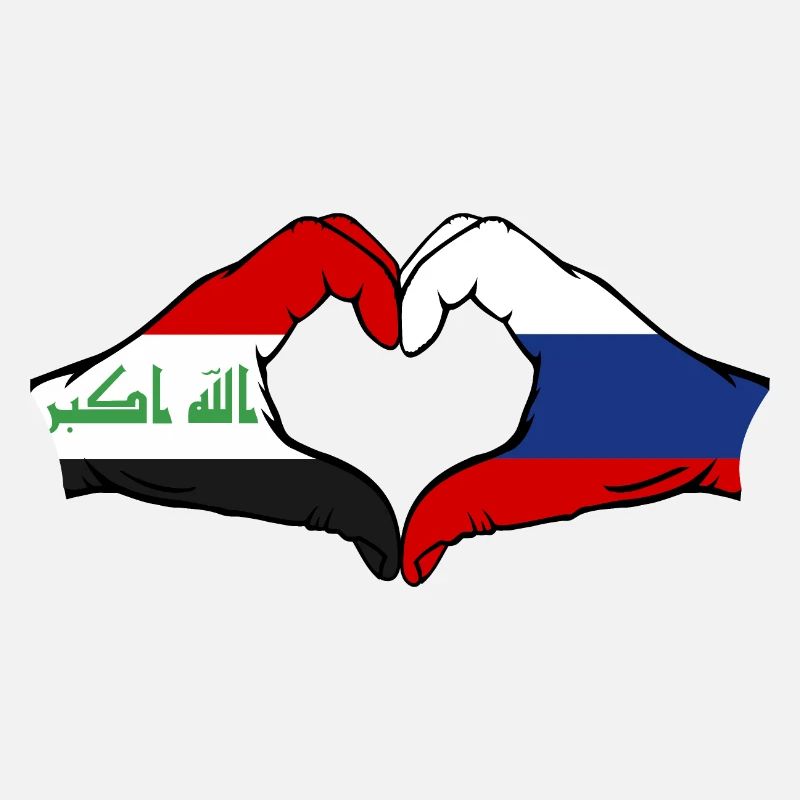 Irak Russie Drapeau Mains Coeur Forme De Coeur