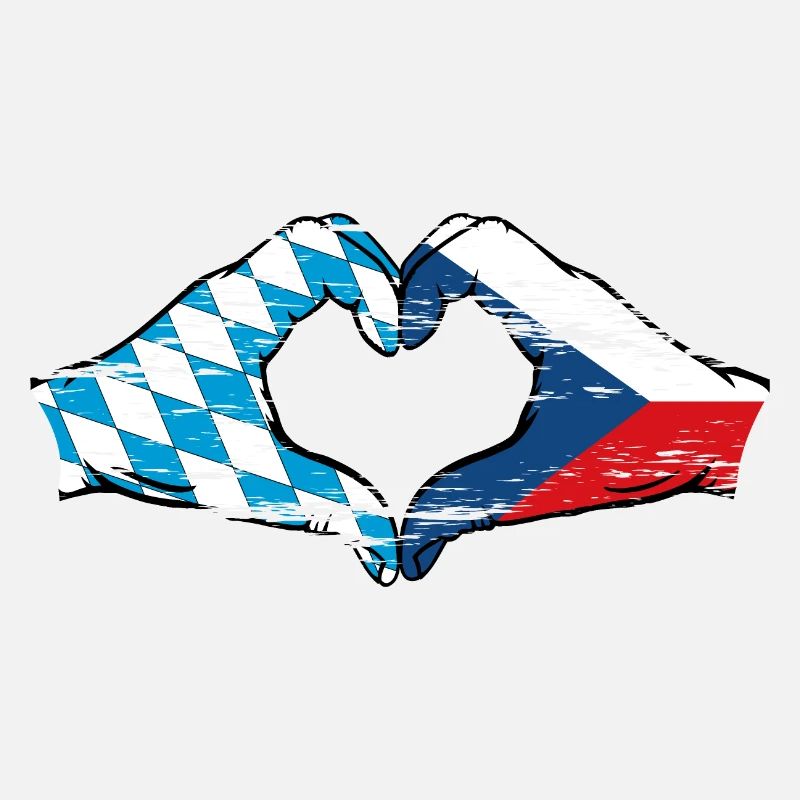 Bavière République Tchèque Drapeau Mains Coeur Utilisé