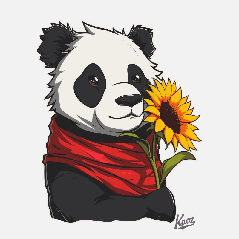 Super sympa, mignon panda avec tournesol