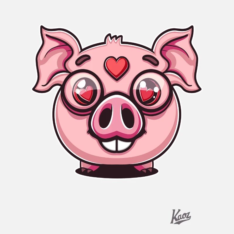 Mignon petit cochon d’amour avec des coeurs