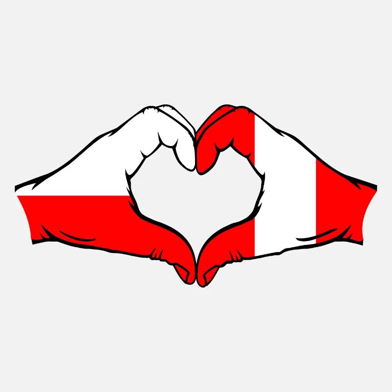 Pologne Pérou Drapeau Forme Coeur