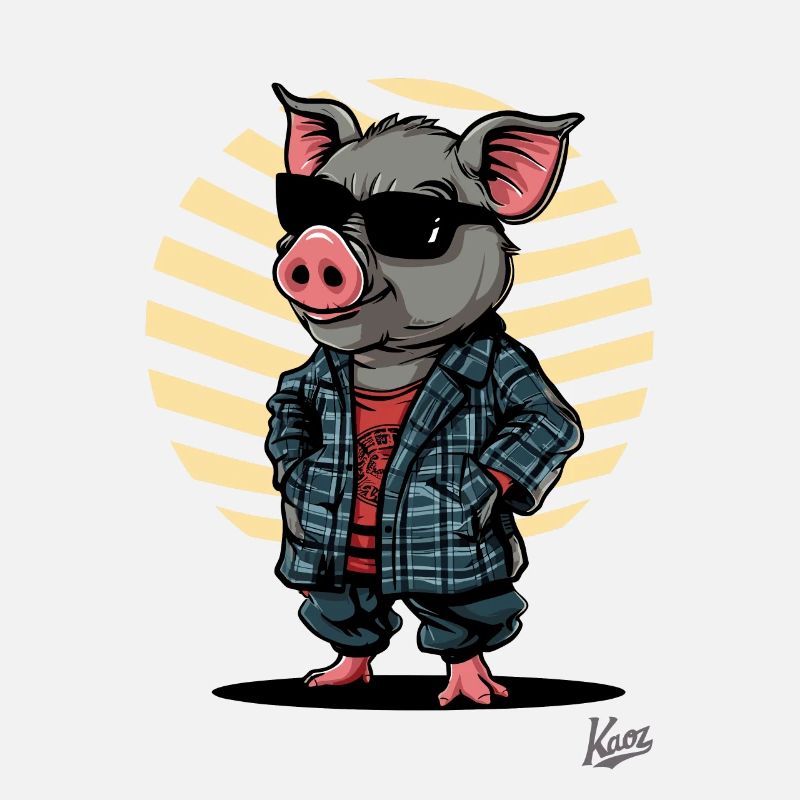 Style bûcheron en chemise de flanelle, cochon de mode