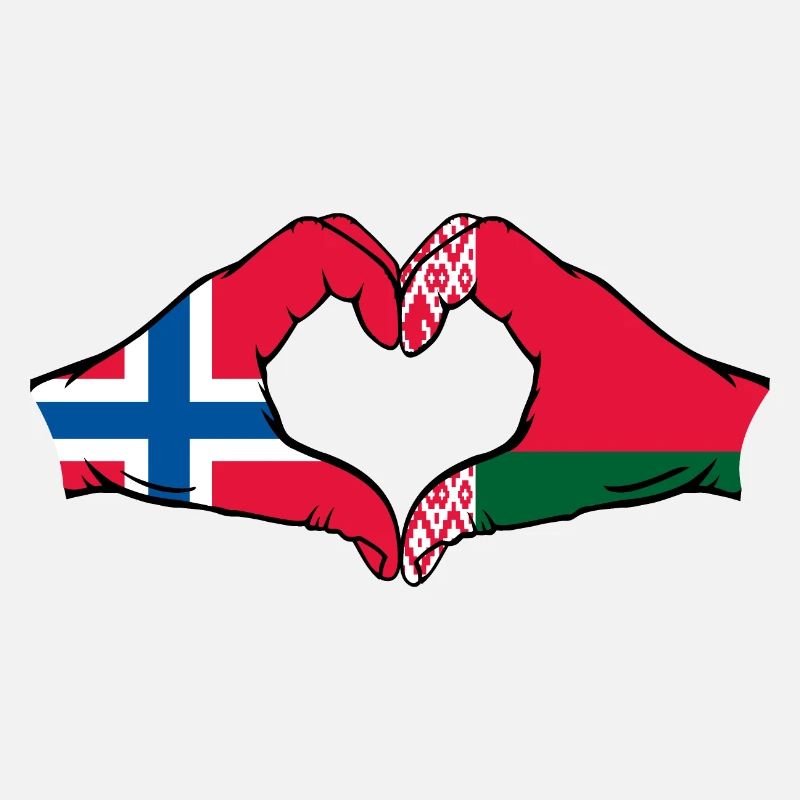 Norvège Biélorussie Drapeau Mains Coeur Forme