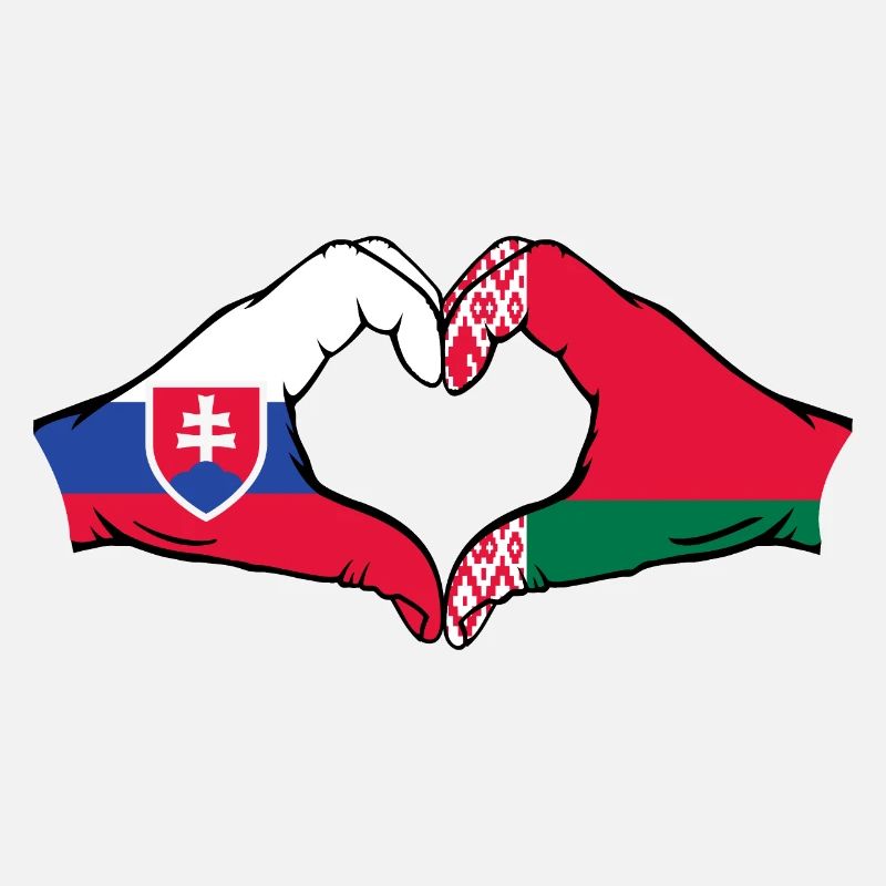 Slovakia Belarus Flag Hands Heart Shape