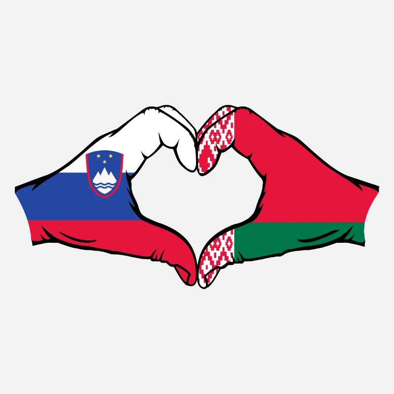 Slovénie Biélorussie drapeau mains coeur