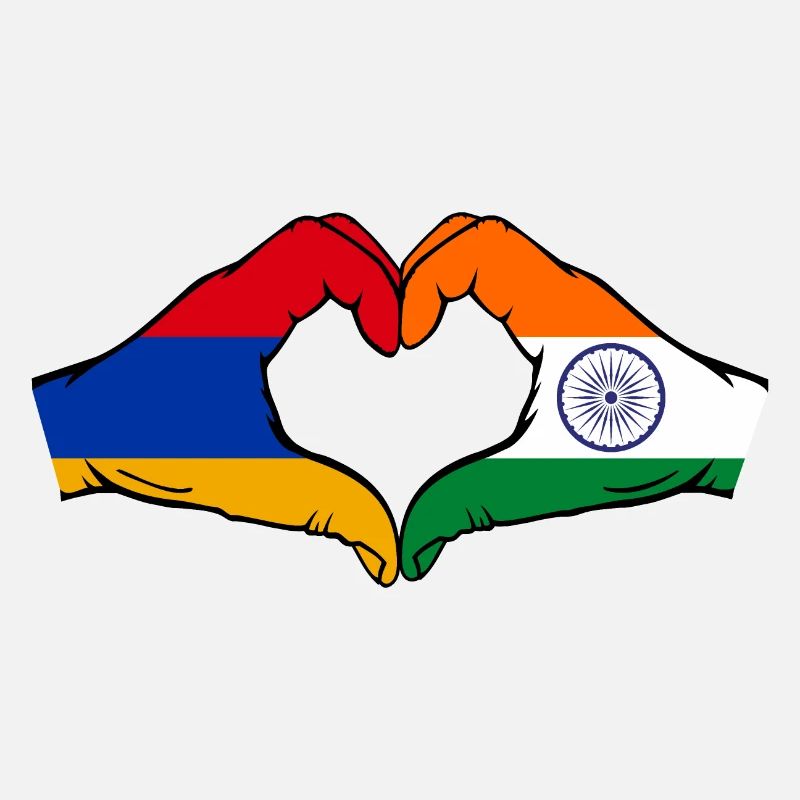 Arménie Inde Drapeau Mains Coeur Forme