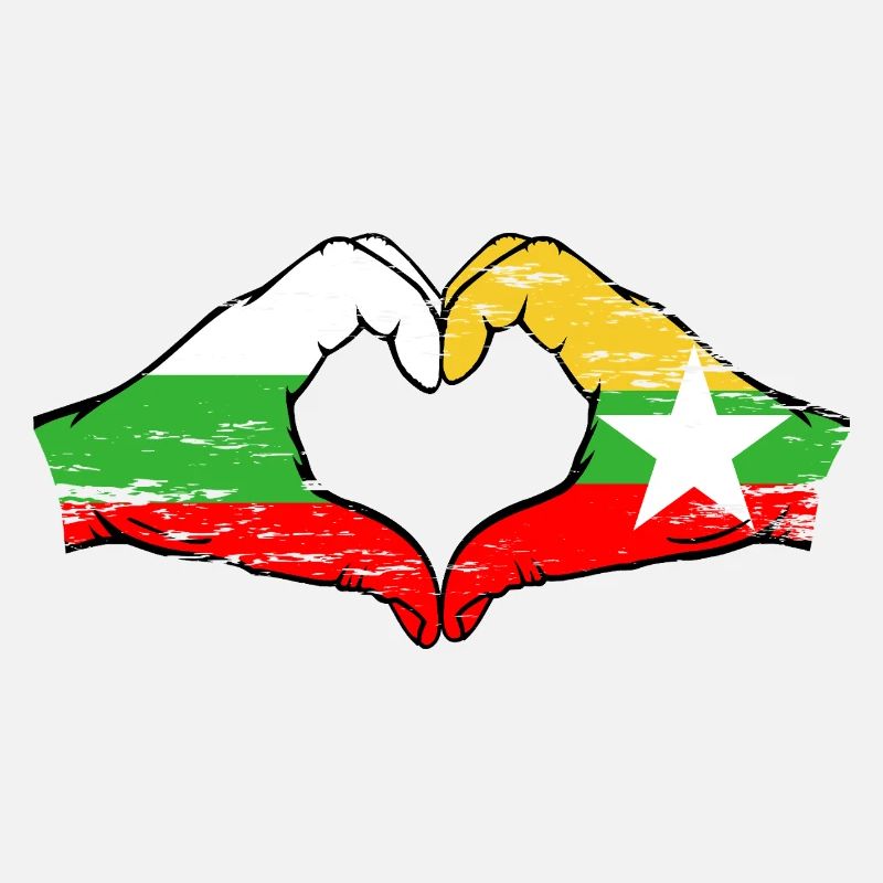 Bulgarie Myanmar drapeau mains forme de coeur utilisé