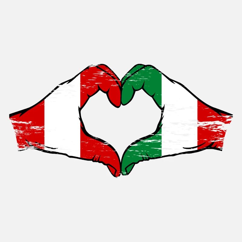 Pérou Italie Drapeau Mains Coeur Forme Utilisé