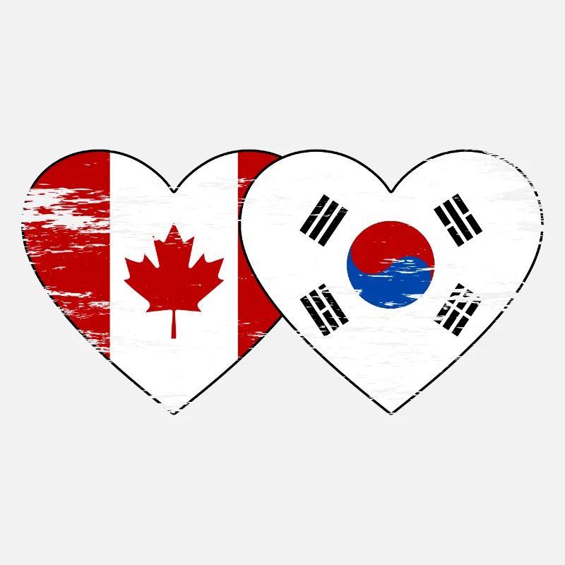 Canada Corée du Sud Drapeau Coeur Utilisé