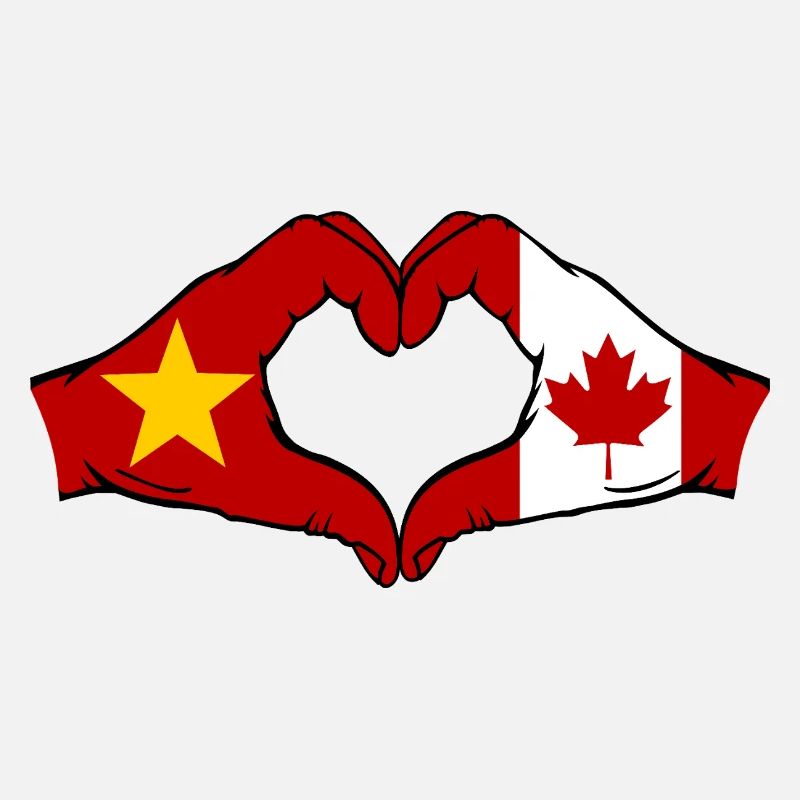 Vietnam Canada Drapeau Mains Coeur Forme