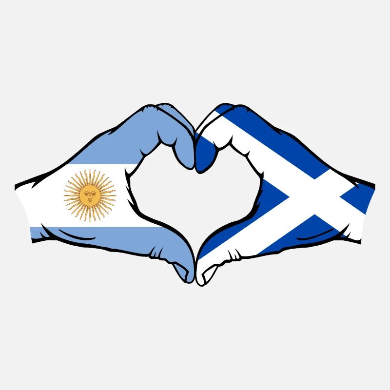 Argentine Ecosse Drapeau Mains Coeur Forme