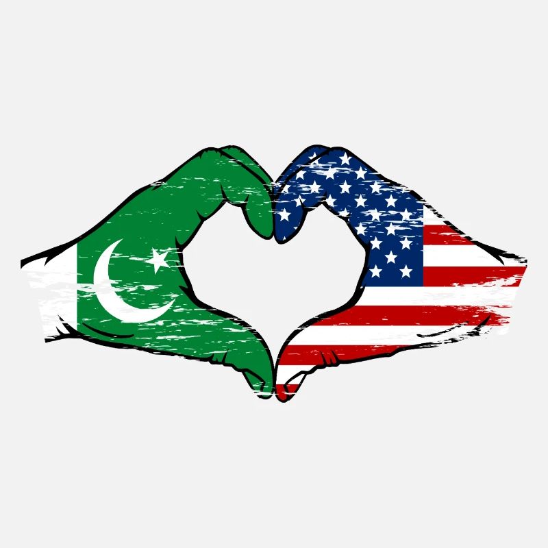 Pakistan USA drapeau main coeur forme utilisé