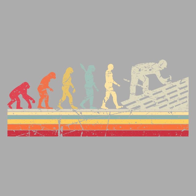 Roofer Human Evolution Retro Vintage Construction