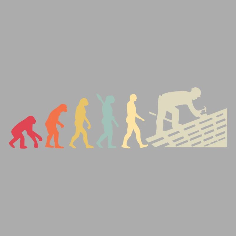Roofer Human Evolution Retro Vintage Construction
