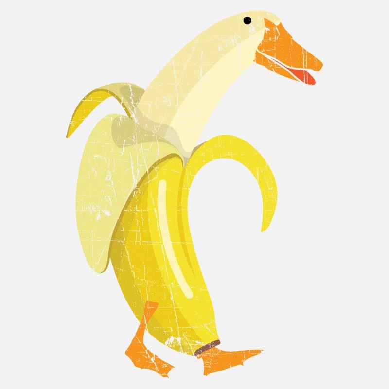 Conception de jeu de mots de fruits drôle de canard banane