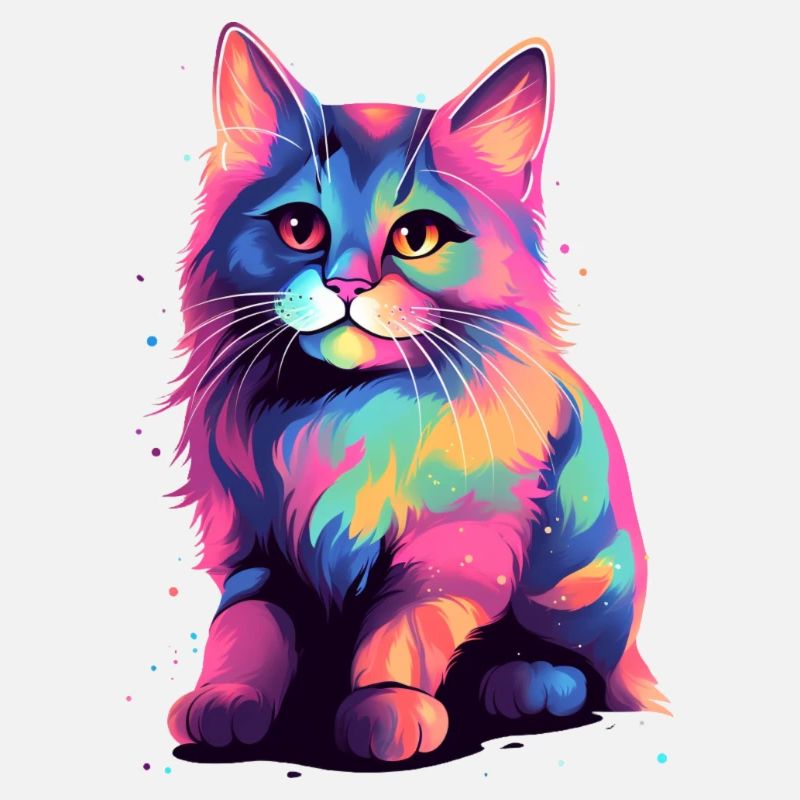 Chat coloré rêveur