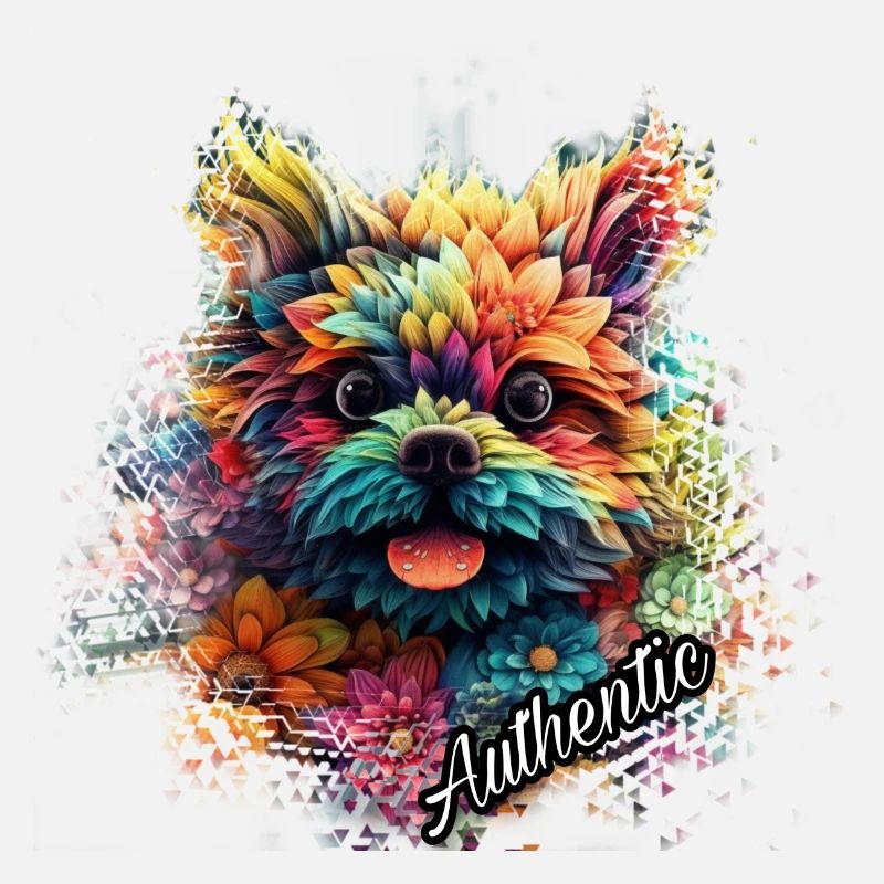 Chien plumes multicolore signé Authentic