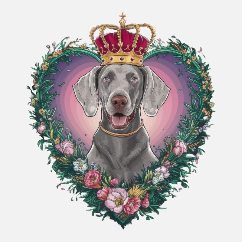 Hübscher Weimaraner Hund mit Krone und Blümchen