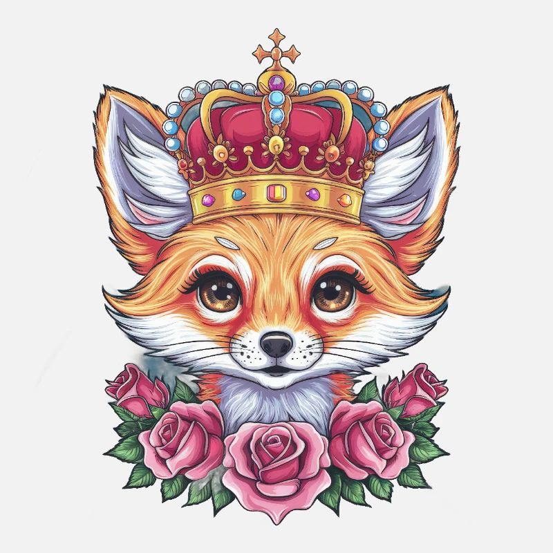 Fennec Desert Fox with Crown and Roses