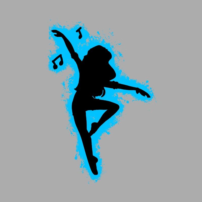 Silhouette dancing light blue and black outline