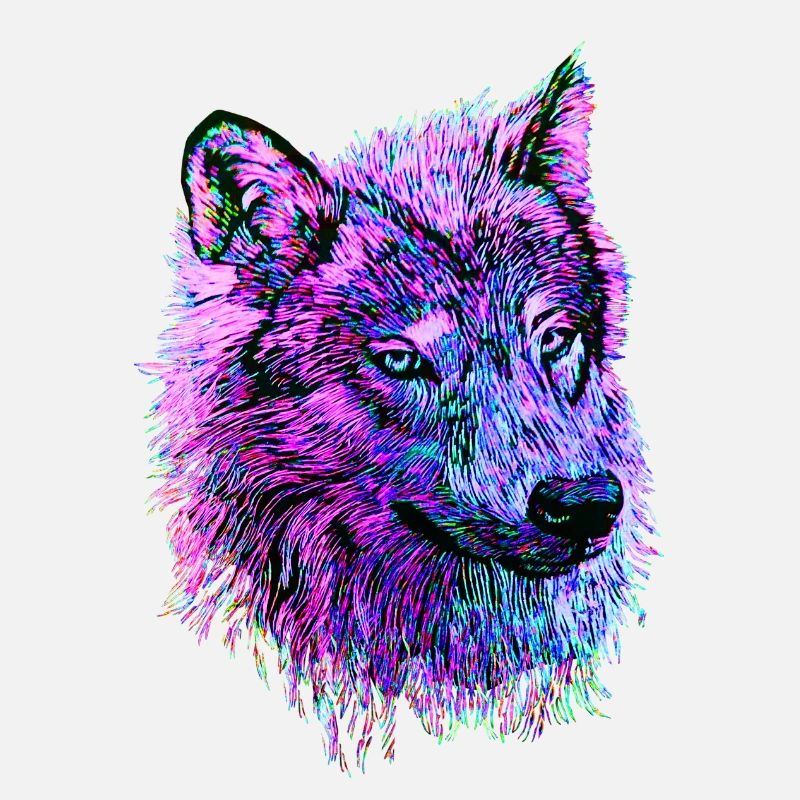 Neon Wolf's head pink/purple/blue in side view