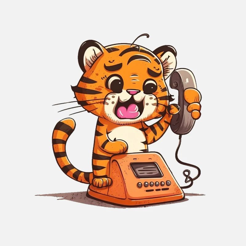 Kleiner Tiger am Telefon