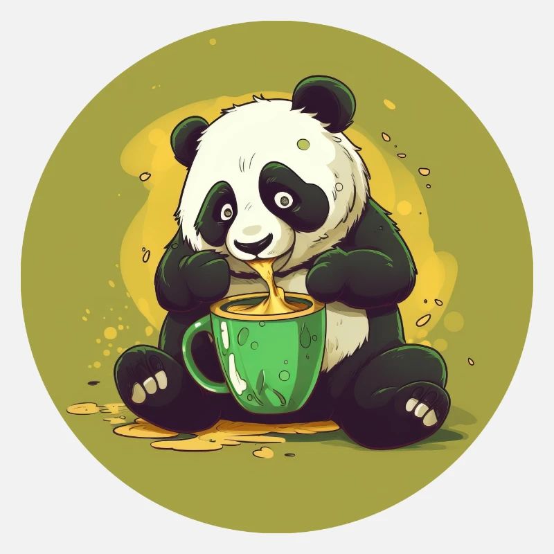 Panda mit Kaffee und Zuckerschock
