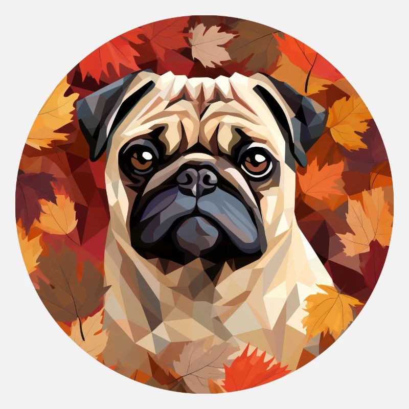 mops hundes im polygon stil mit herbst laub design
