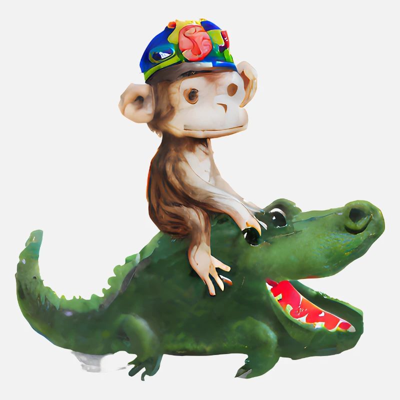 Drôle de singe sur la conception du crocodile