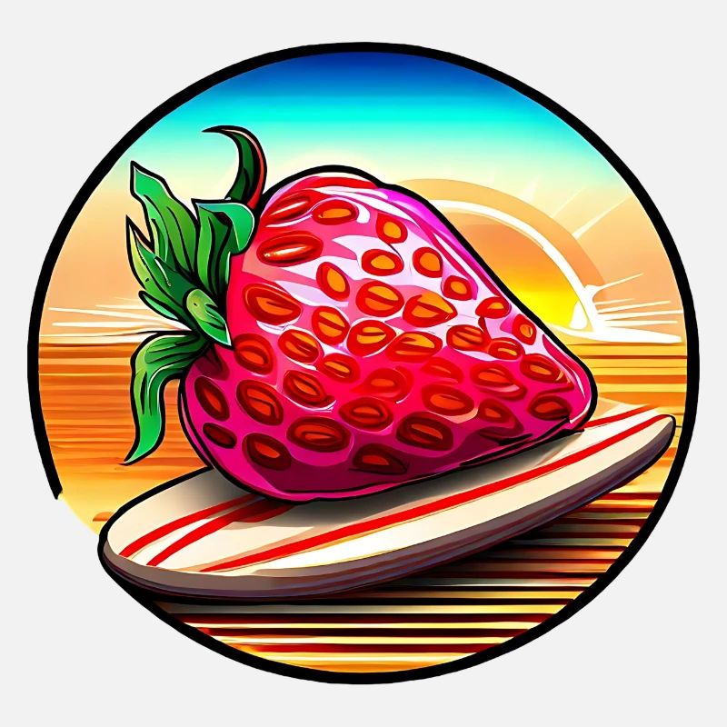 Surfing strawberry in sunset