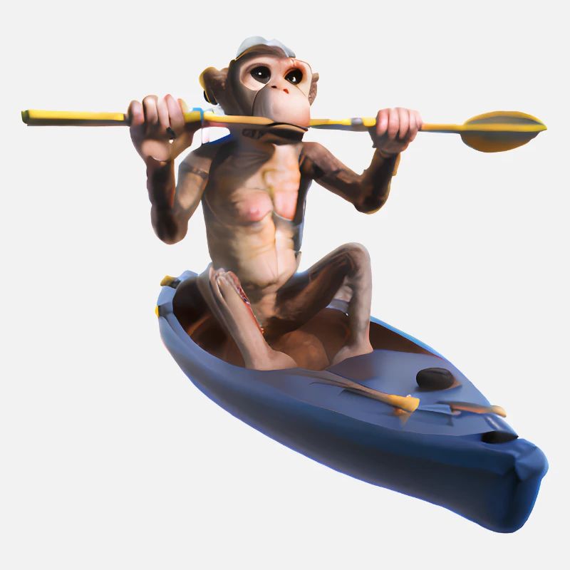 Singe dans un kayak